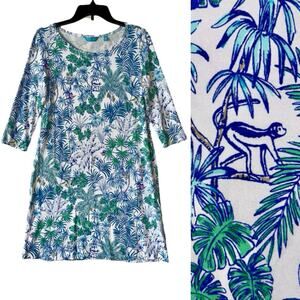 Tori Richard Jersey Dress Floral Monkey Tropical